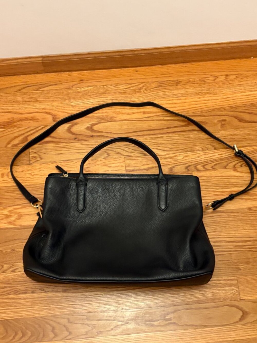 Mark & Graham Caroline Leather Handbag/Laptop Bag, Black, Good Used Condition